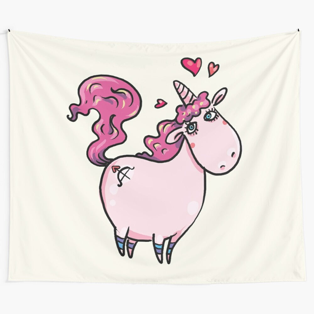 Colorful pink unicorn tapestry for home decor and gifts