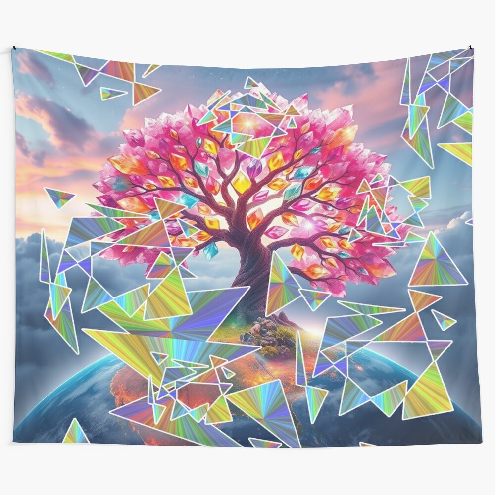 Tree Sunrise Tapestry wall art featuring a captivating nature-inspired design