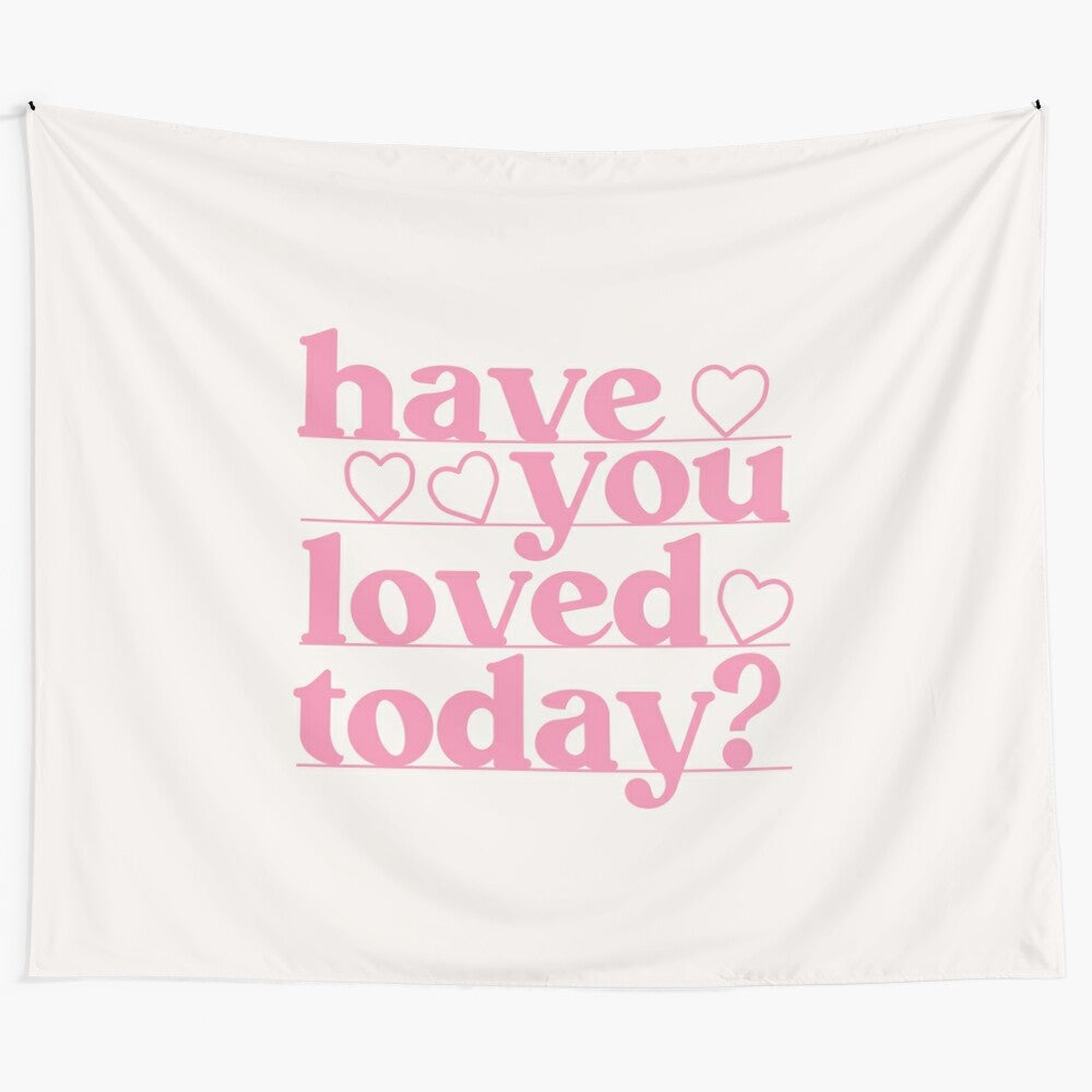 Pink hearts tapestry with inspirational quote