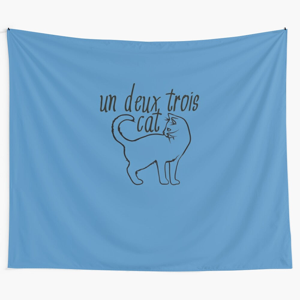 Un Deux Trois Cat Tapestry - Whimsical French-inspired cat wall art