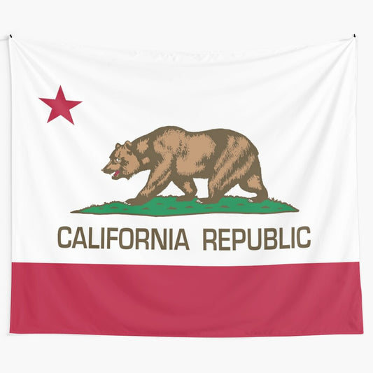 Vintage-style California Republic state flag tapestry for home wall decoration