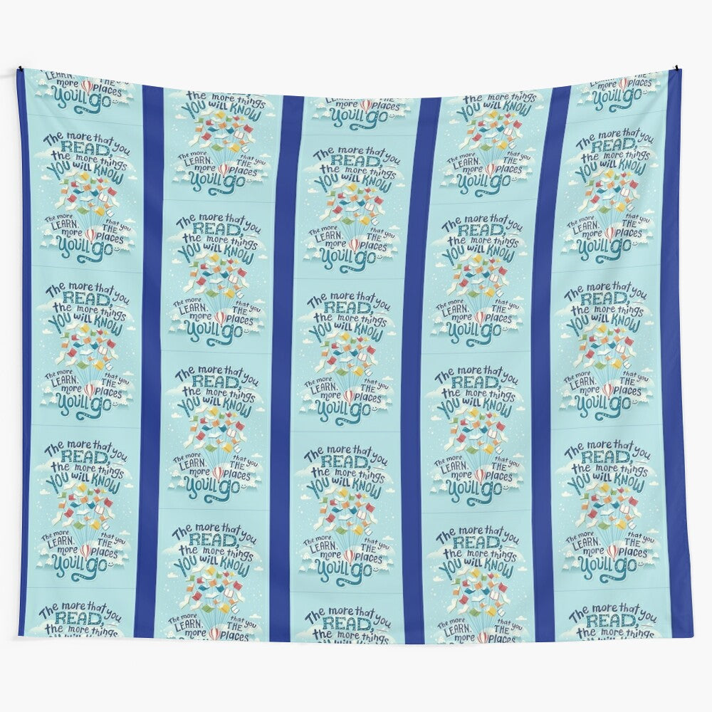 Tapestry with Dr. Seuss-inspired Lorax, Onceler, and nature-themed design