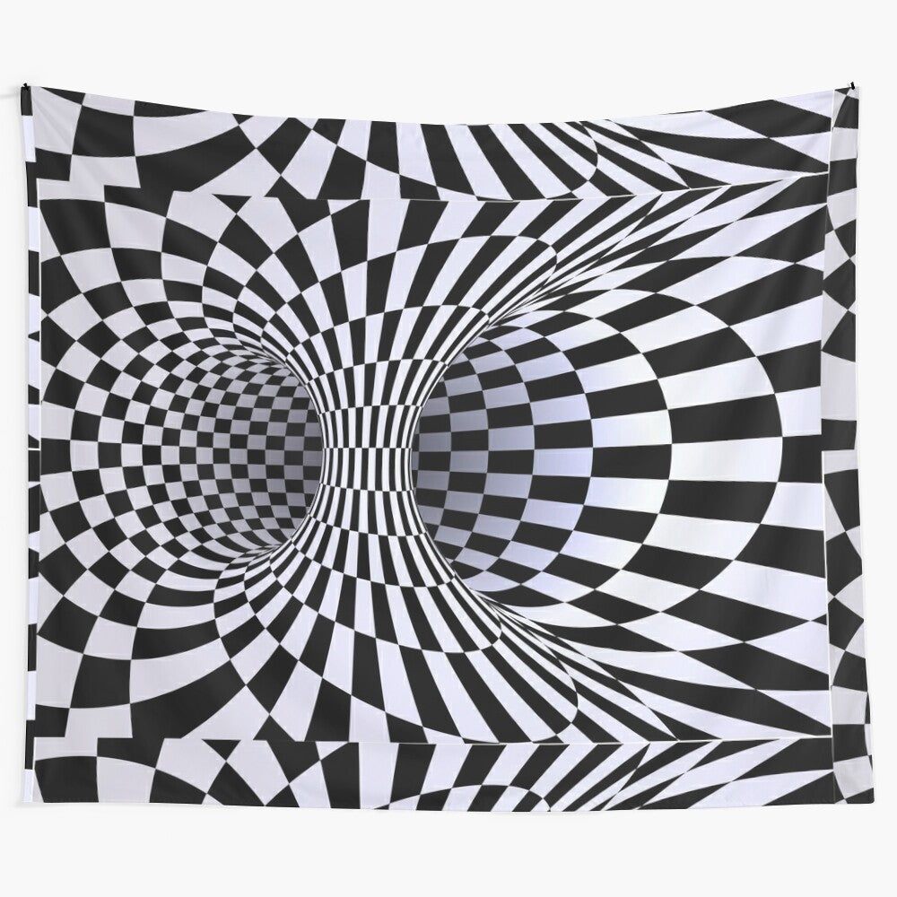 Mesmerizing optical illusion tapestry with abstract, twisted pattern