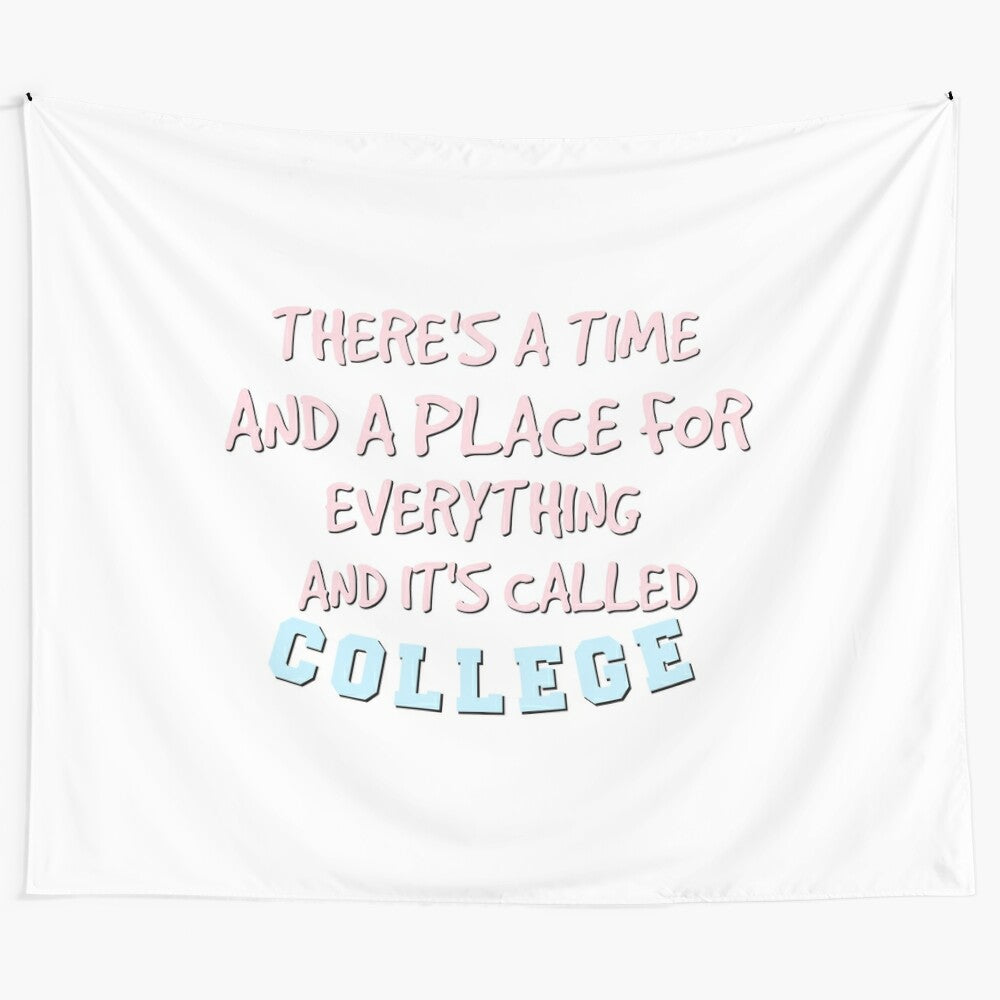 College tapestry featuring a funny, party-themed design for university students