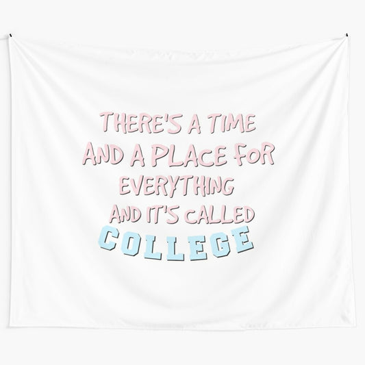 College tapestry featuring a funny, party-themed design for university students