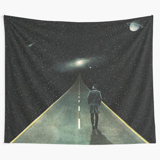 Cosmic surreal tapestry depicting a mystical road through the galaxy