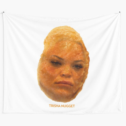 Trisha Paytas-themed tapestry featuring the internet celebrity and her iconic chicken nugget image