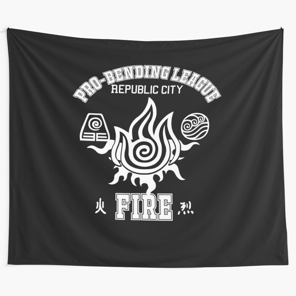 Pro Firebender Tapestry Featuring Martial Arts and Firebending Imagery