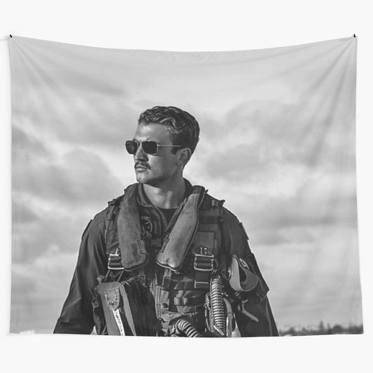 Miles Teller inspired black and white tapestry wall hanging