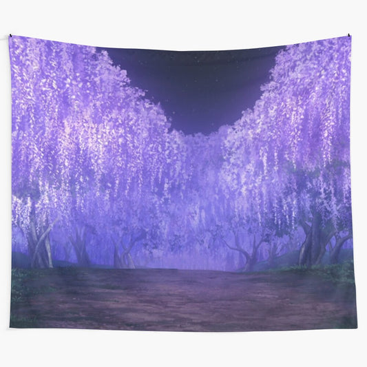 Wisteria lavender purple anime aesthetic landscape tapestry