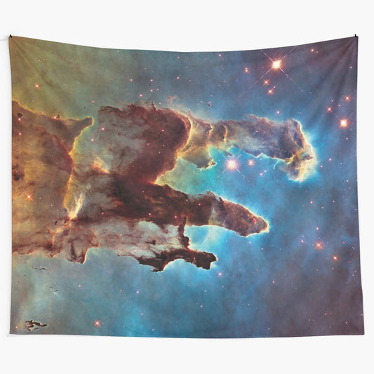 Tapestry depicting the Pillars of Creation, a stunning cosmic phenomenon in the Eagle Nebula