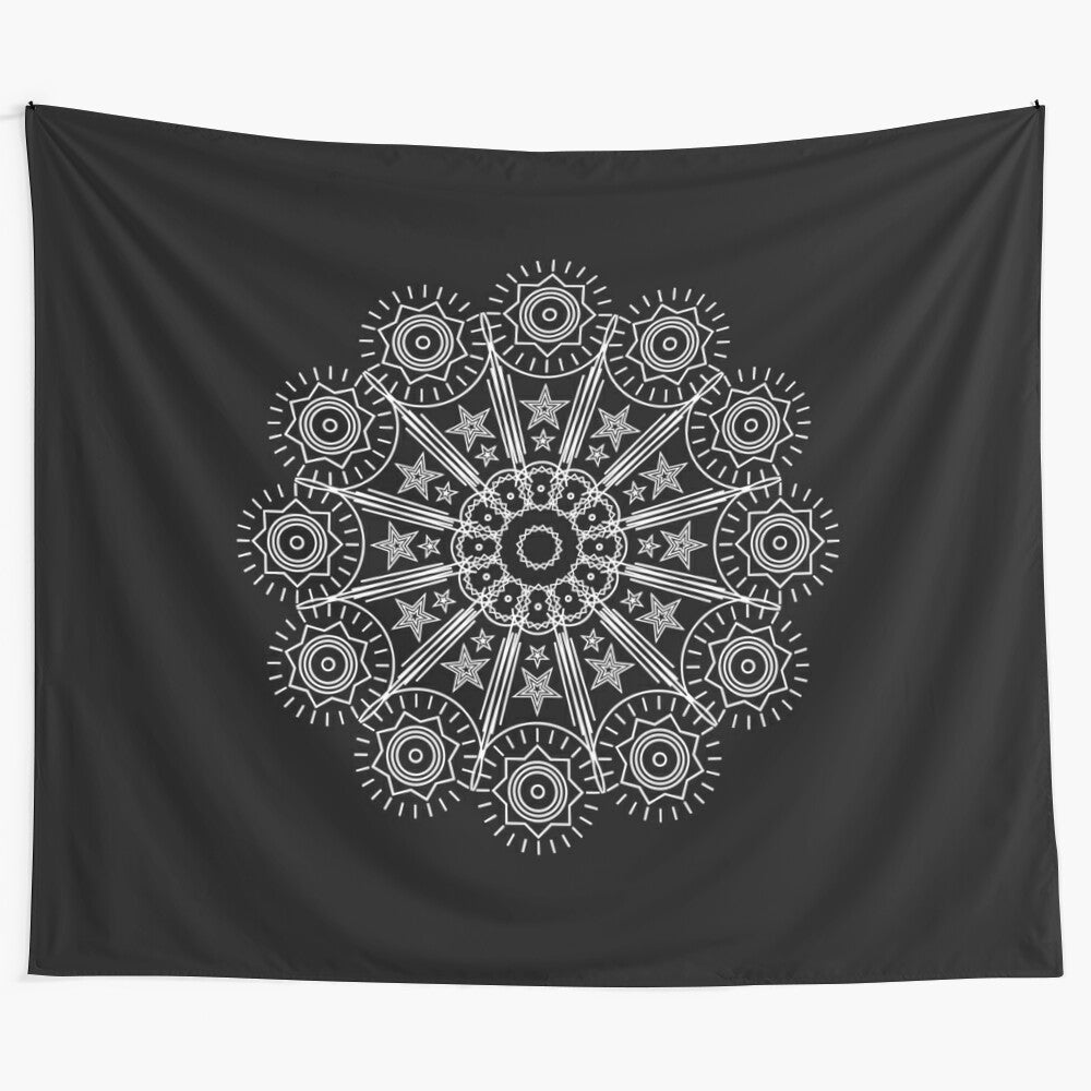 Elegant and calming mandala tapestry with sacred geometry design, perfect for meditation and home decor