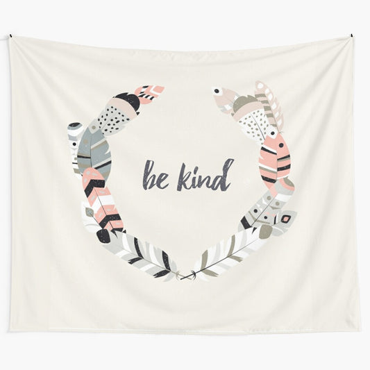 Colorful "Be Kind" bohemian style tapestry wall hanging