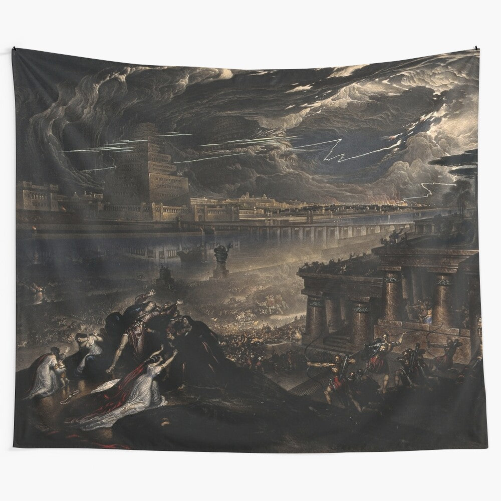 Tapestry inspired by the painting "The Fall of Babylon" by John Martin