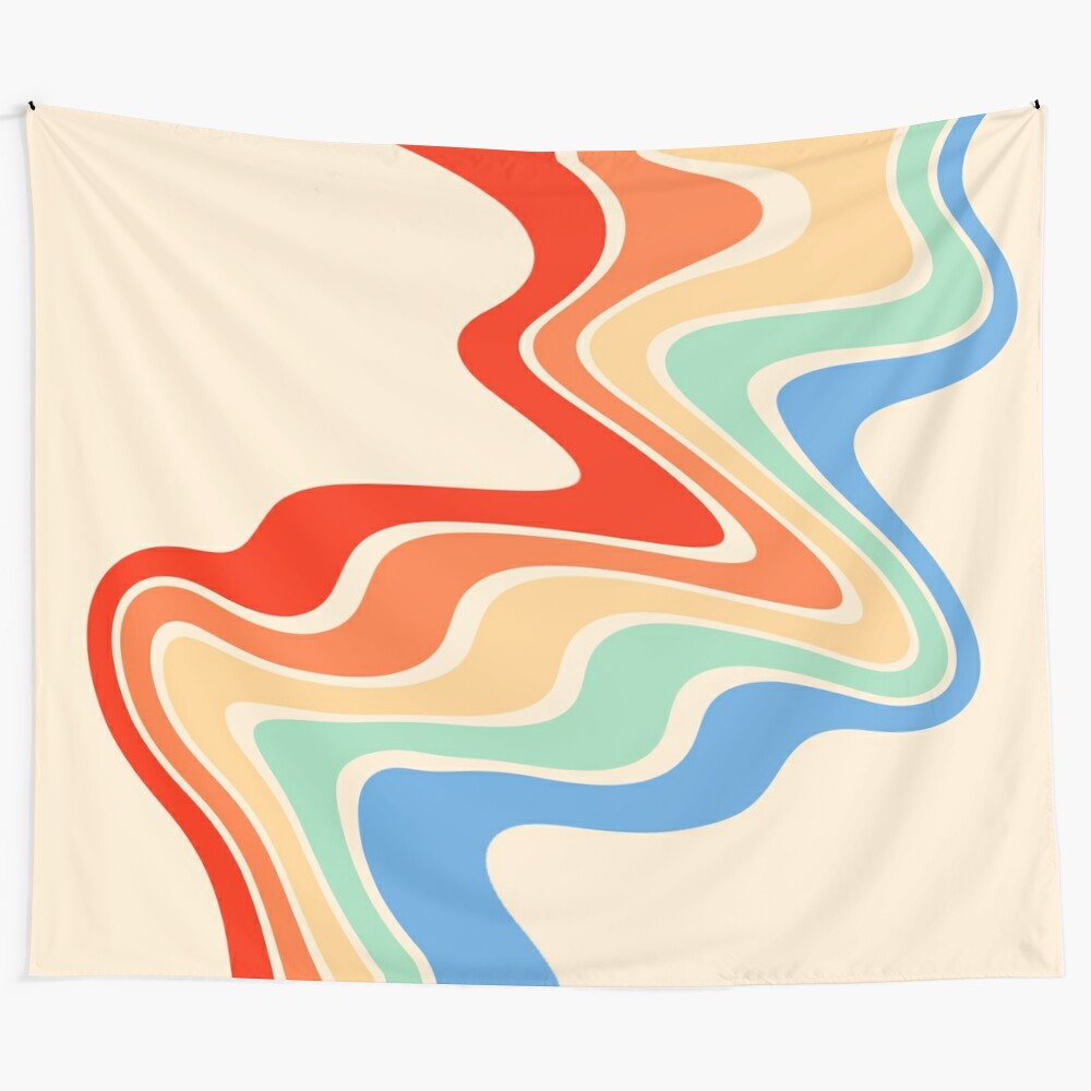 Retro rainbow tapestry with vibrant, psychedelic stripes