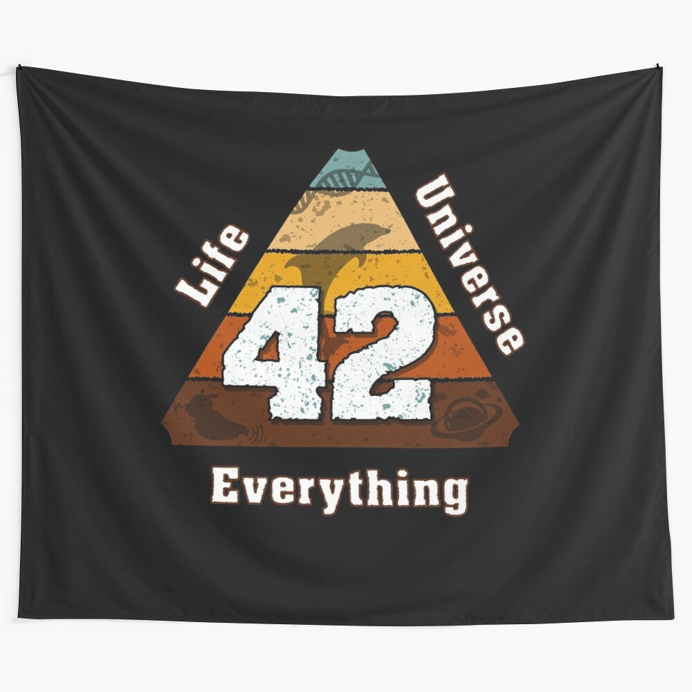 Tapestry inspired by The Hitchhiker's Guide to the Galaxy featuring the number 42