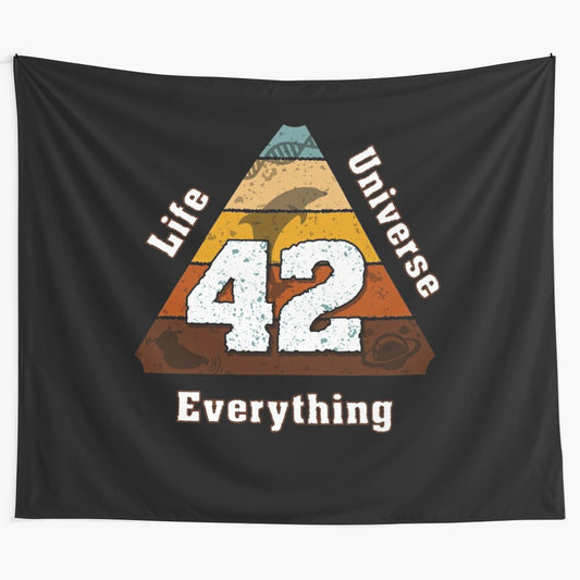 Tapestry inspired by The Hitchhiker's Guide to the Galaxy featuring the number 42