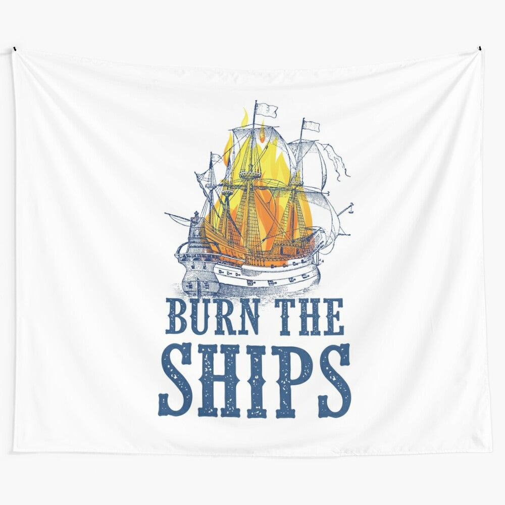 Burn the Ships tapestry inspired by Christian music and the story of Spanish conquistador Hernán Cortés