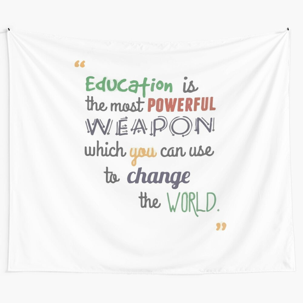 Educational tapestry with inspiring quote for learning and growth