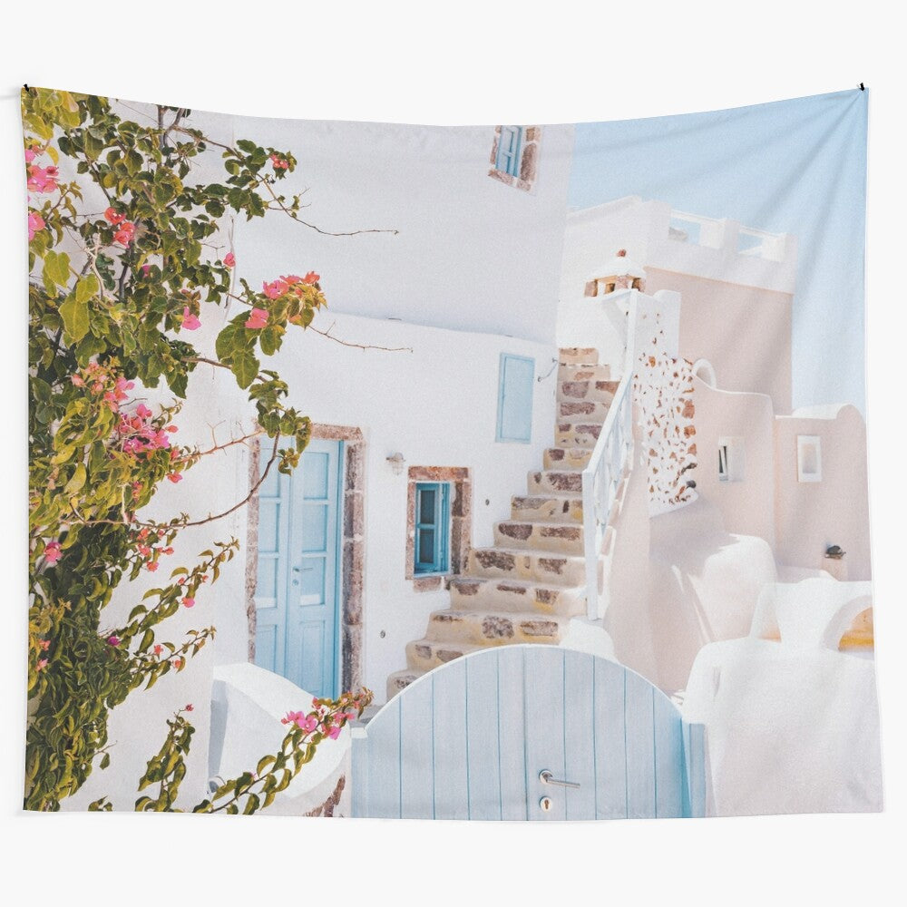 Santorini Greece Tapestry - Nature Landscape Wall Art