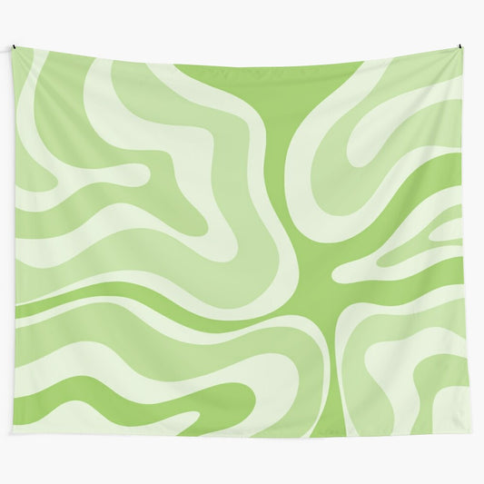 Colorful modern retro abstract tapestry with liquid swirl design