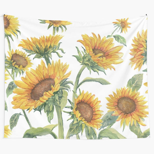 Vibrant blooming sunflowers tapestry for home decor