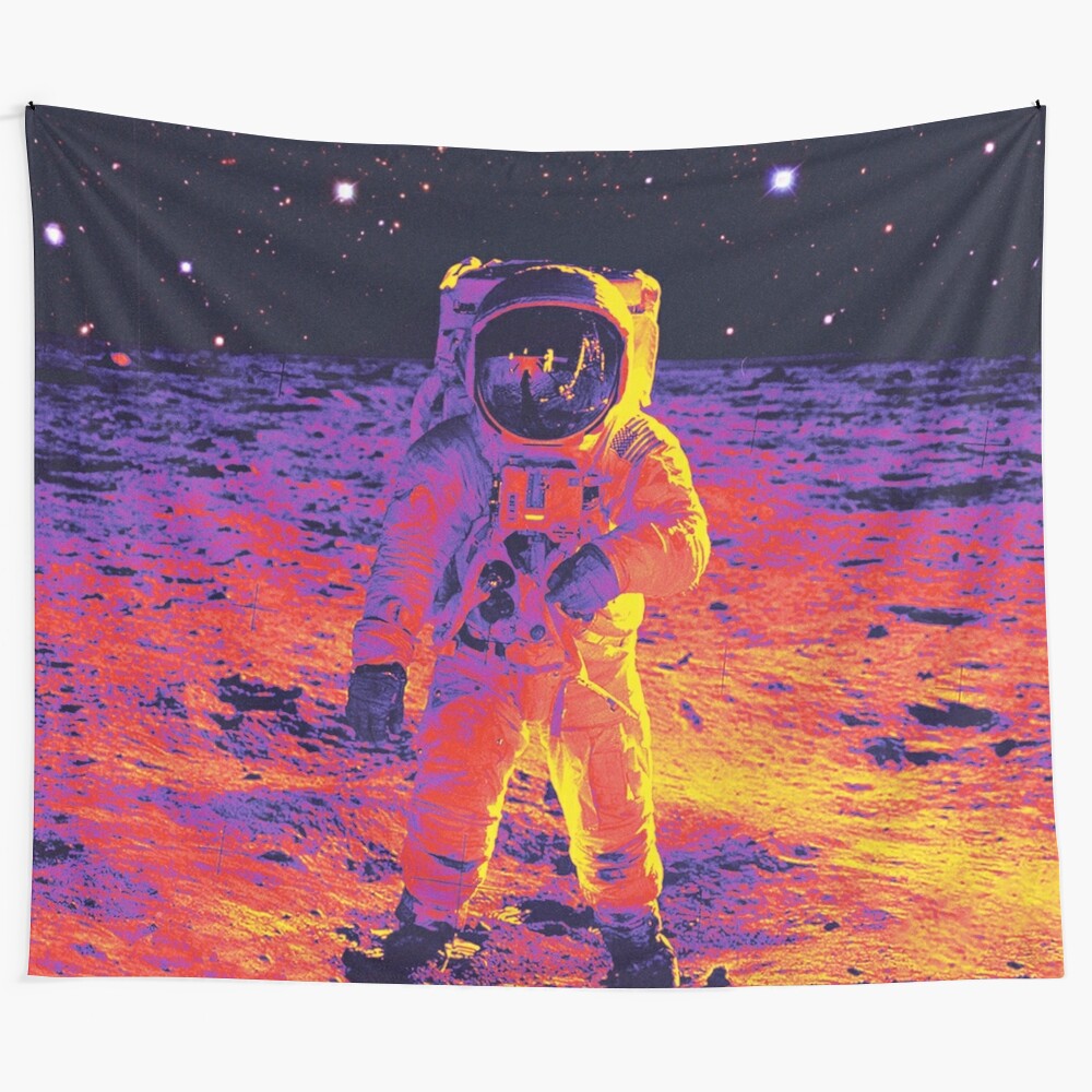 "Man on the Moon" themed tapestry featuring inspirational lyrics and hip hop imagery