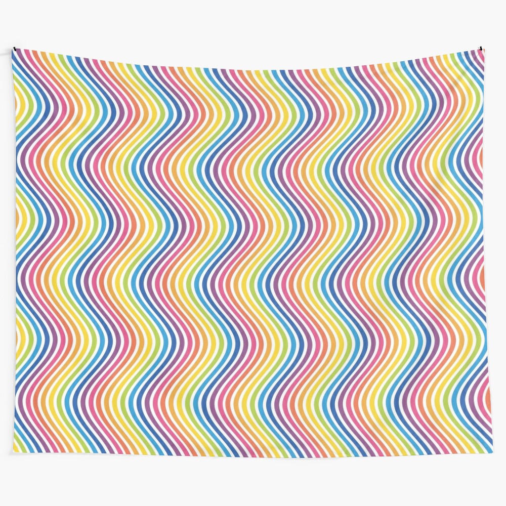 Abstract wavy lines artwork tapestry with vibrant colors