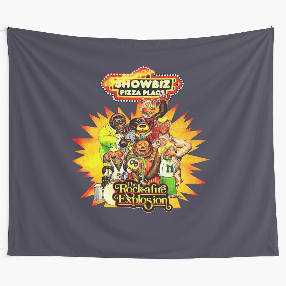 Vintage Show Biz Pizza The Rockafire Explosion Tapestry Wall Hanging