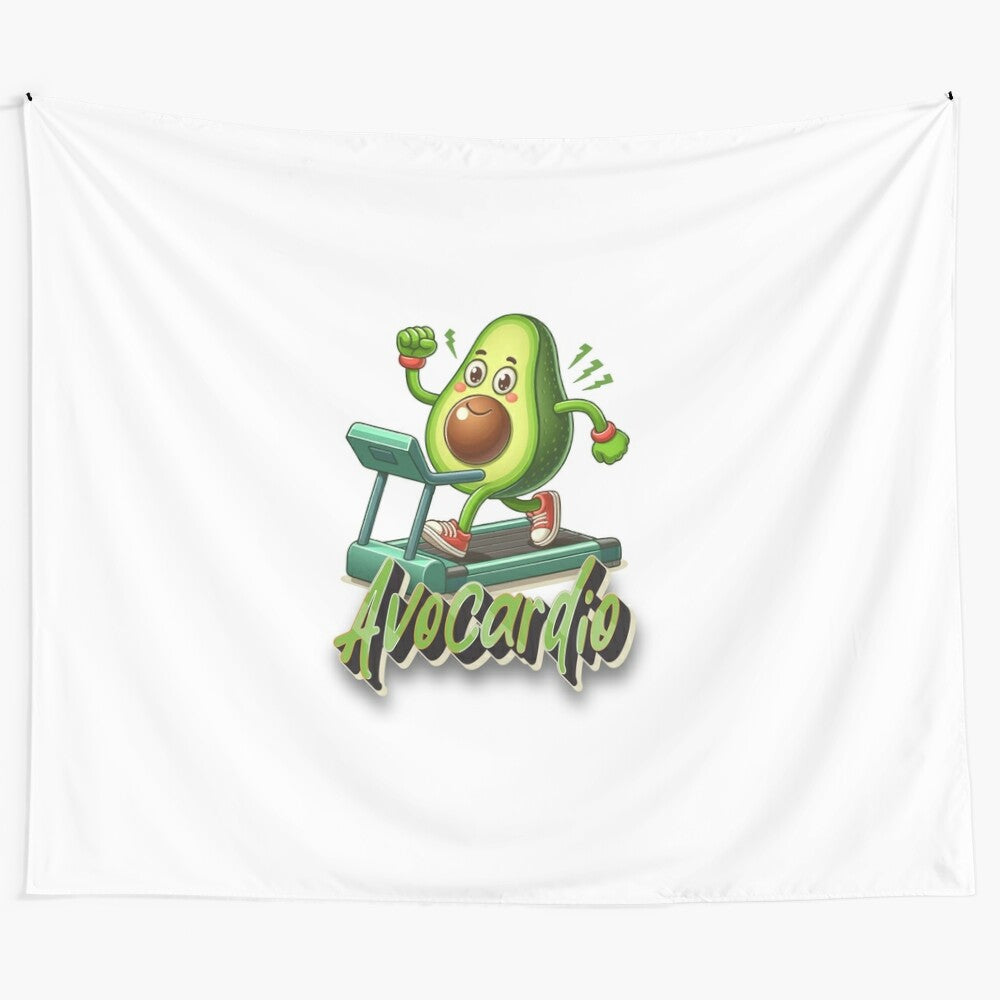 Avocado-inspired tapestry with a playful design promoting healthy living and fitness