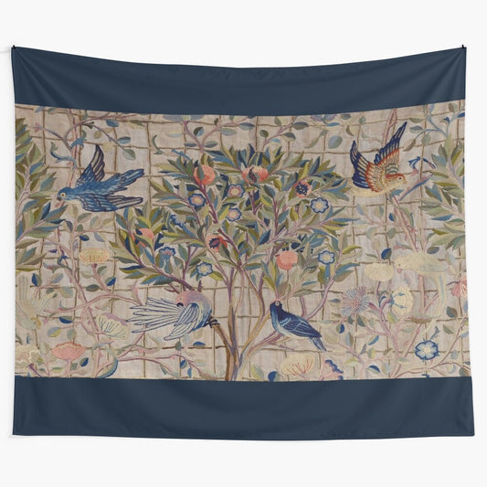 Vintage-inspired William Morris Trellis Embroidery Tapestry featuring botanical floral patterns