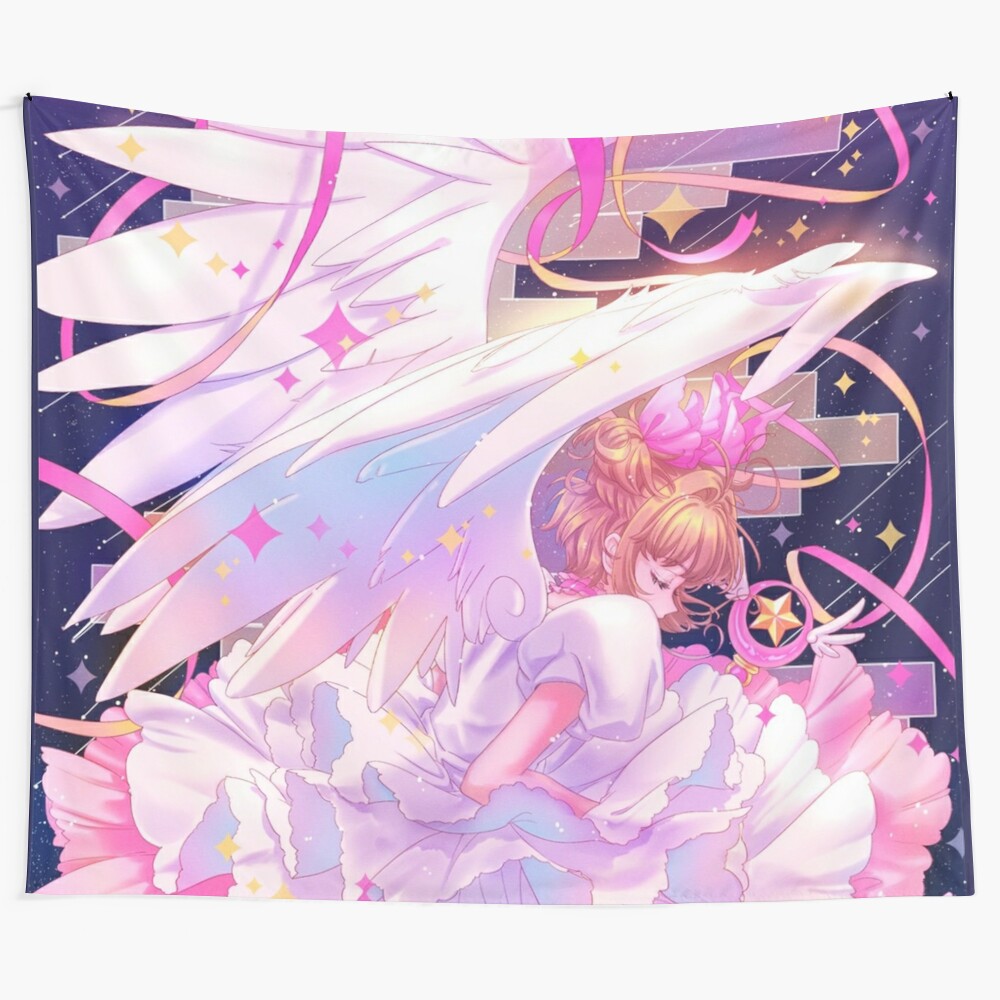 Cardcaptor Sakura inspired tapestry featuring Sakura Kinomoto and magical elements