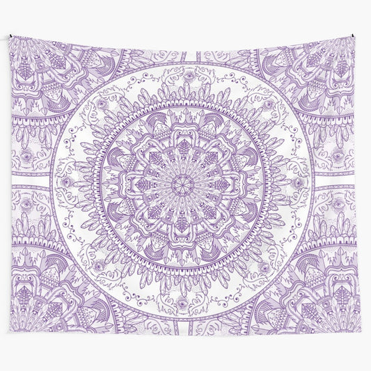 Feathers and Crystals Mandala Tapestry