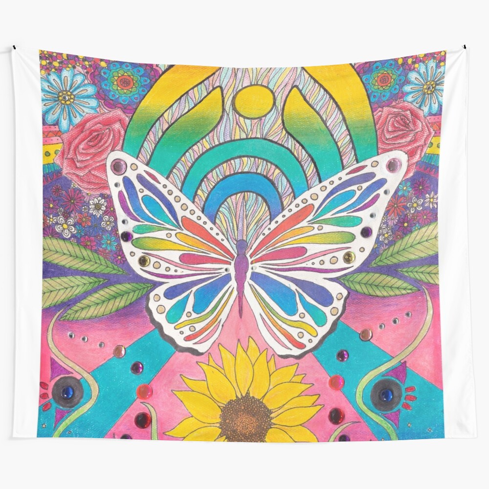 Colorful butterfly nectar psychedelic tapestry