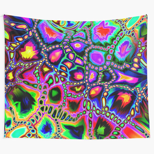 Colorful abstract shapes tapestry with a spectrum design for contemporary home decor