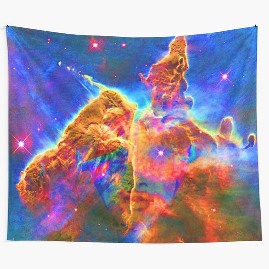 Cosmic Mind Tapestry - Vibrant Abstract Tapestry with Psychedelic Space Patterns