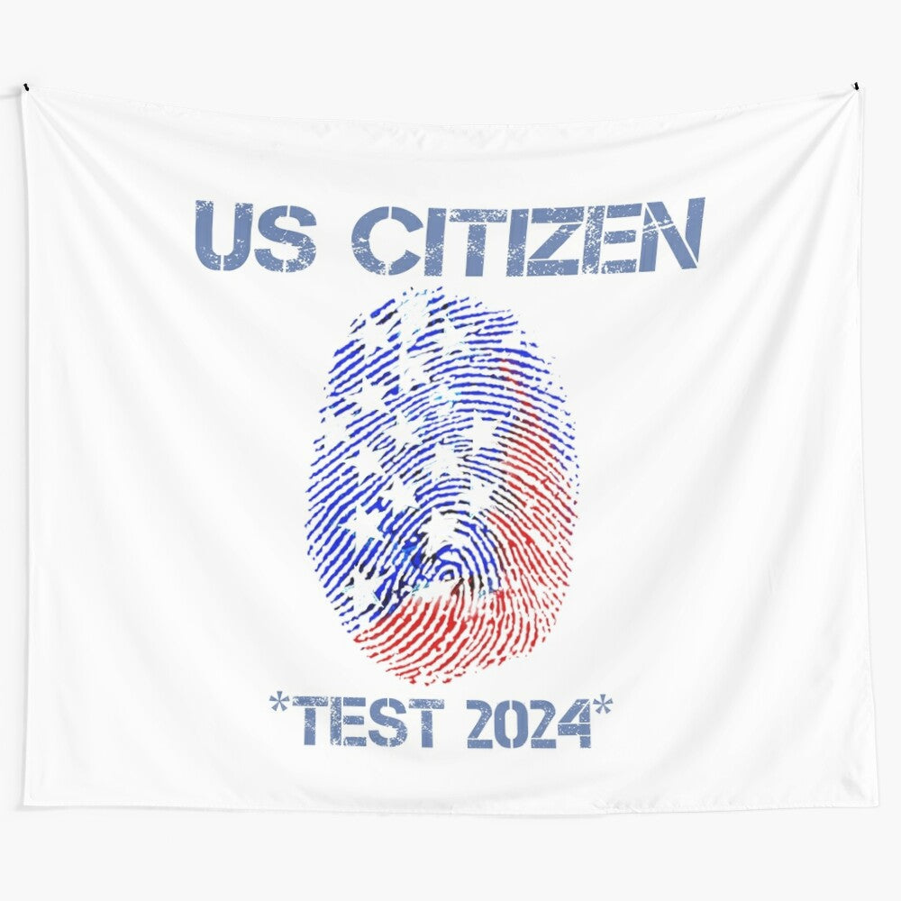 Tapestry design featuring US citizenship test-inspired elements