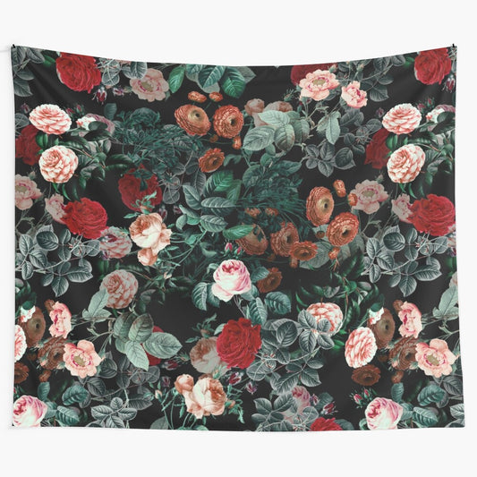 Enchanting Night Garden Tapestry - Beautiful Botanical Floral Wall Decor