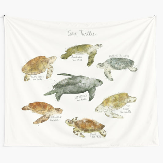 Beautiful tapestry featuring vibrant sea turtles in their natural ocean habitat