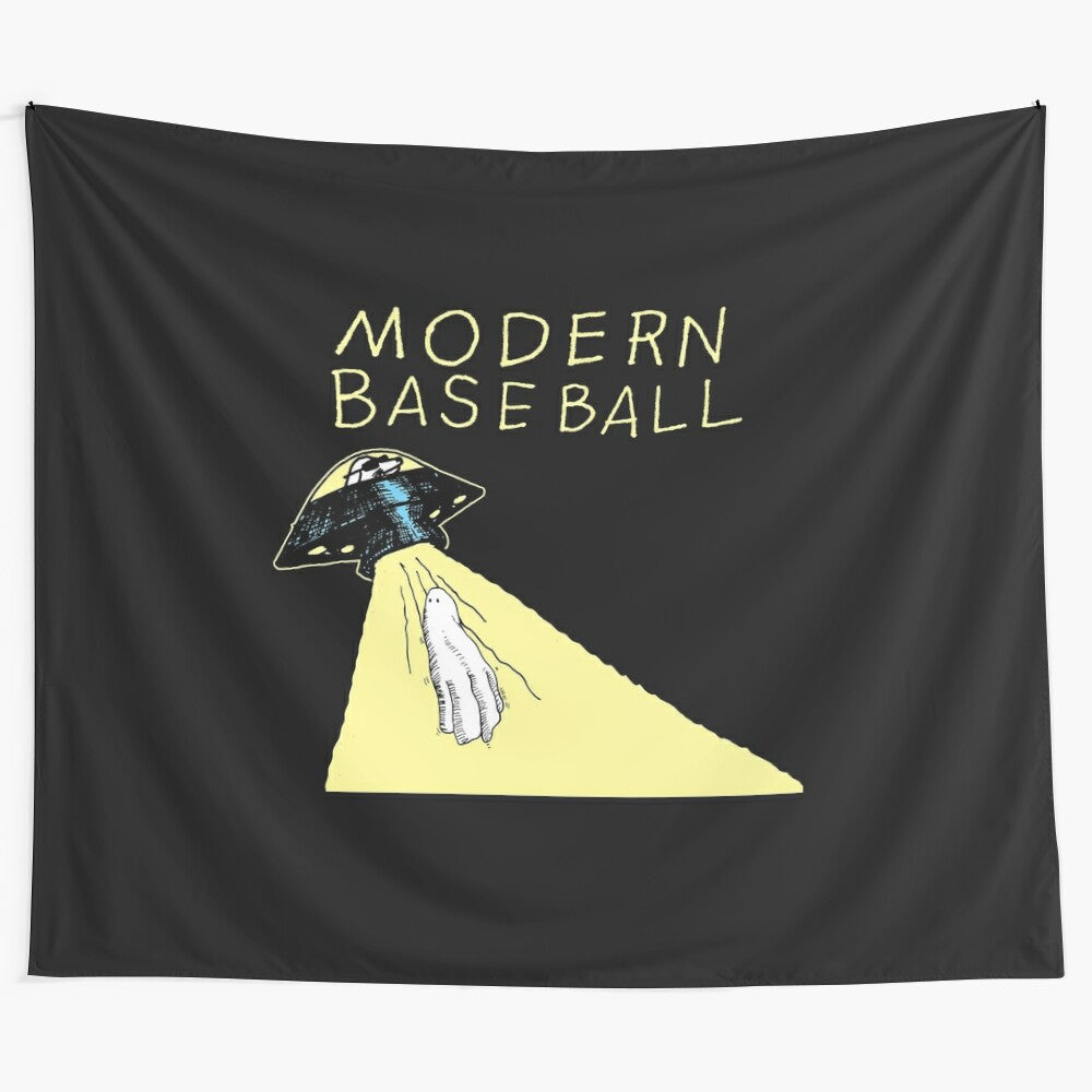 Vibrant "Holy Ghost" tapestry featuring Modern Baseball's dynamic pop punk sound