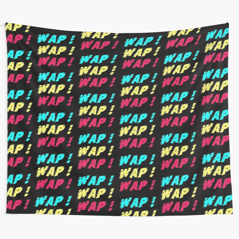 WAP-inspired tapestry with Cardi B and music elements