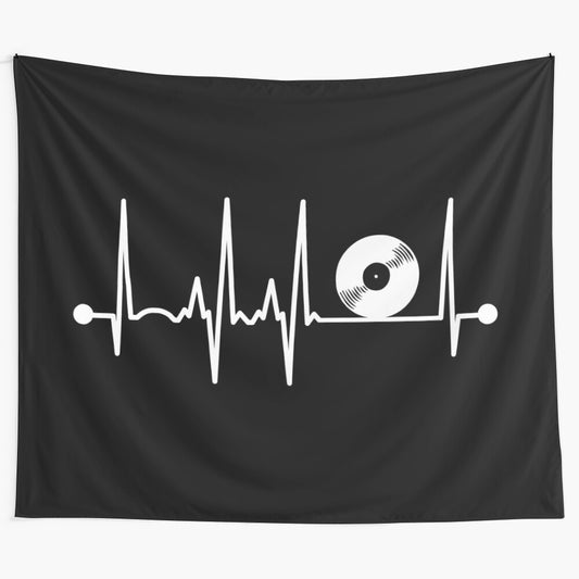 Vinyl Tapestry featuring a heartbeat design for vinyl lovers