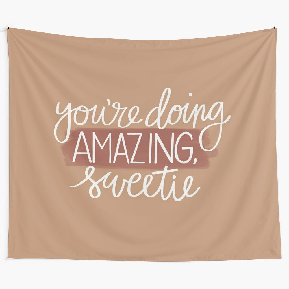 "You're Doing Amazing Sweetie" inspirational tapestry featuring Kim Kardashian quote