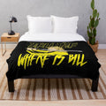 Kill Bill-themed plush blanket with samurai swords and Tarantino movie references