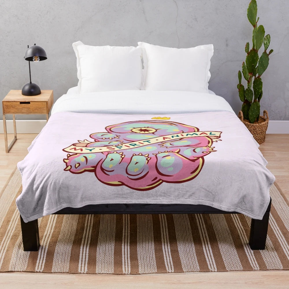 Tardigrade plush blanket featuring a cute and cuddly depiction of the microscopic water bear