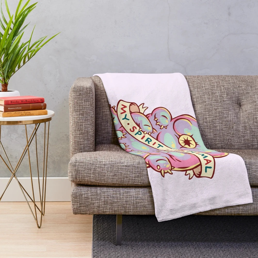 Tardigrade plush blanket featuring a cute and cuddly depiction of the microscopic water bear