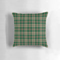 Tartan green and tan plaid pattern pillow with Celtic heritage design