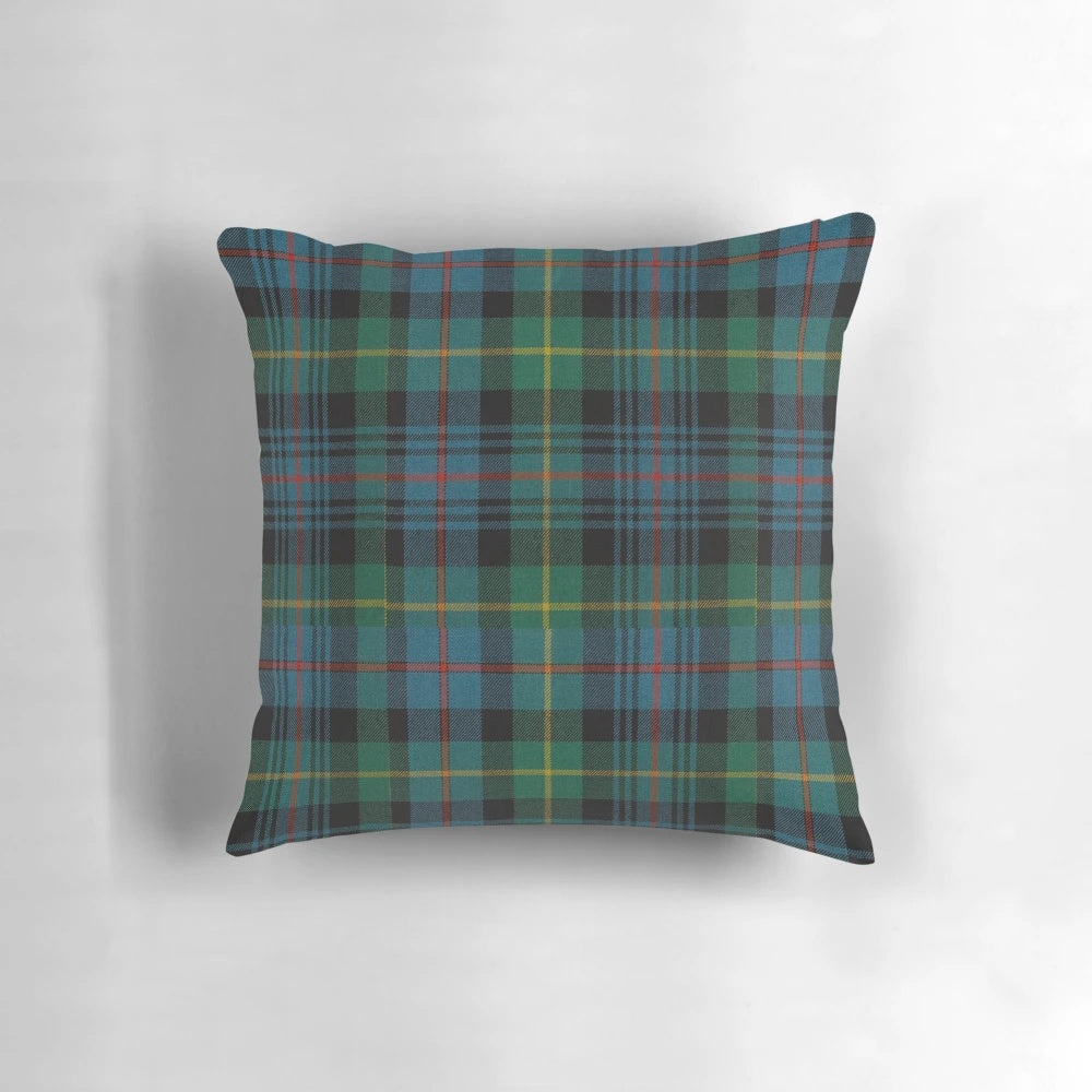 Tartan green pillow with traditional Scottish and Irish design