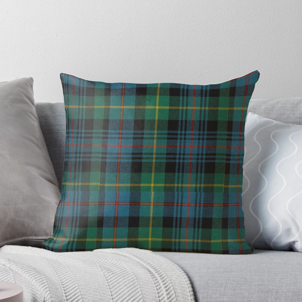 Tartan green pillow with traditional Scottish and Irish design