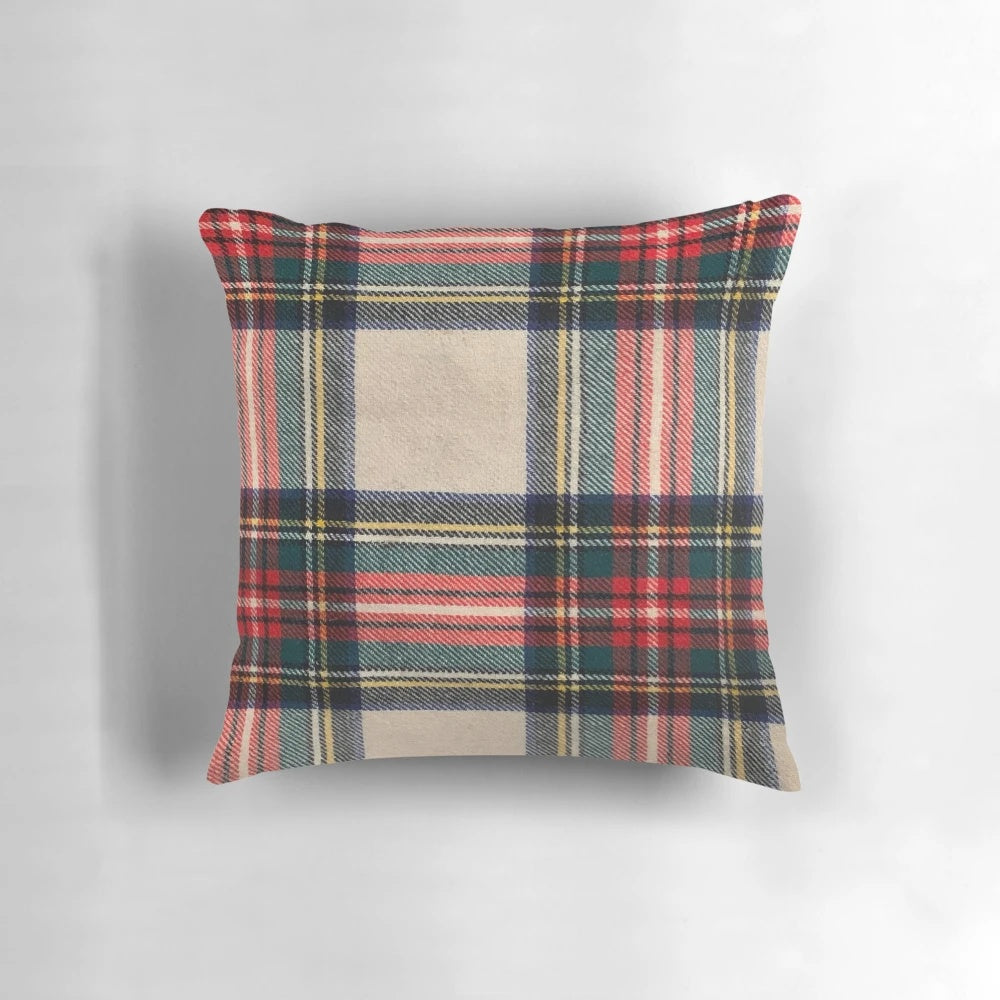 Tartan pattern pillow with a photograph-based Scottish plaid design